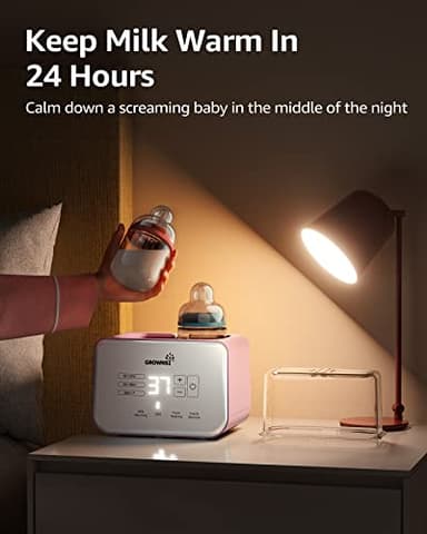 Baby Bottle Warmer, Gronwsy 8-in-1 Fast Milk Warmer with Timer Breastmilk or Formula, Fits 2 Bottles, Accurate Temperature Control, with Defrost, Sterili-zing, Keep, Heat Baby Food Jars Function - Image 3