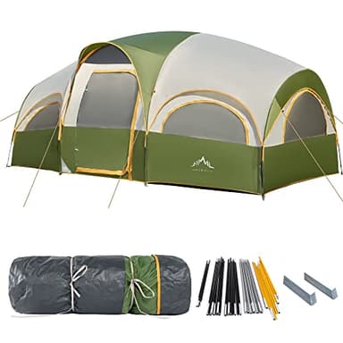 GoHimal 8 Person Tent for Camping, Waterproof Windproof Family Tent with Rainfly, Divided Curtain Design for Privacy Space, Portable with Carry Bag - Image 1