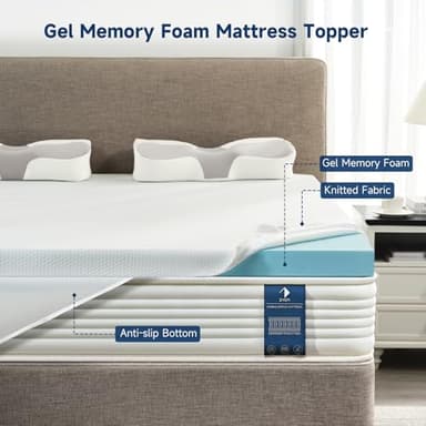 3 Inch King Size Memory Foam Mattress Topper, Cooling Gel Bed Topper with Premium Removable Skin-Friendly Non-Slip Cover, High Density Ventilated Mattress Pad CertiPUR-US & Oeko-Tex Certified, White - Image 2