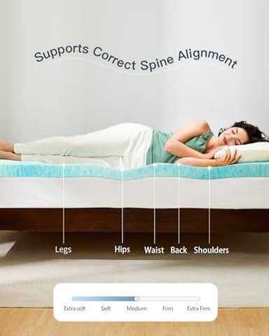 PERLECARE 3 Inch Twin XL Memory Foam Mattress Topper, Cooling Gel Infused Mattress Pad, Ventilated Bed Topper for Pressure Relief, CertiPUR-US Certified, Dorm Room Essentials, Blue - Image 3