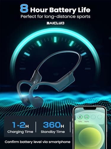 BAICLUD Bone Conduction Headphones, 2024 Upgrade Open-Ear Wireless Bluetooth Workout Headphones with Microphones, 8Hr Playtime, Waterproof Earphones for Sports, Running, Gym, Hiking, Cycling - Image 5