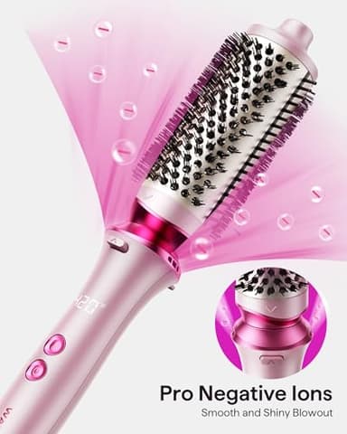 Wavytalk Heatwave Pro Ionic Thermal Brush Set, Dual Voltage 3-Size Heated Round Brush for Short to Long Hair, Bilateral Negative Ions for Frizz-Free Shiny Blowout, Pink - Image 4