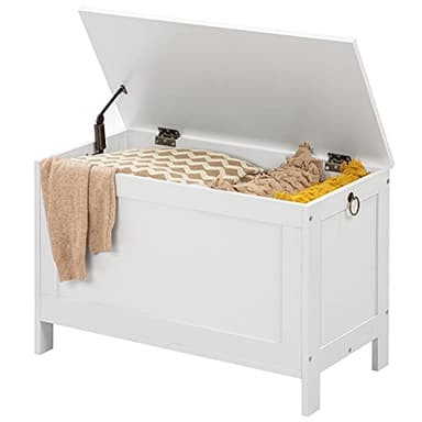 HOOBRO Toy Box, Retro Wooden Look Storage Chest with Safety Hinge, Entryway Storage Bench Supports 220 lb, 29.9 x 15.7 x 18.9 Inches Toy Chest Organizer, Easy Assembly (White) WT75CW01G1 - Image 8