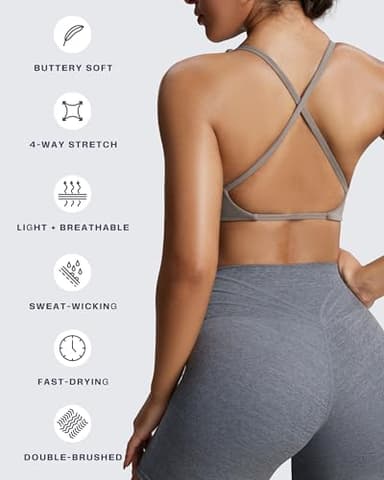 Aoxjox Women's Workout Sports Bras Fitness Backless Padded Sienna Low Impact Bra Yoga Crop Tank Top (Driftwood, Small) - Image 6