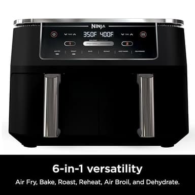 Ninja R-AD300CO Foodi 6-in-1 10-qt. XL 2-Basket Air Fryer with DualZone Technology, Black (Renewed) - Image 6