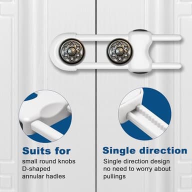 LLOOC Cabinet Locks for Babies,Child Proof Cabinet Locks,4 Pack U-Shaped Baby Proofing Cabinets,Child Locks for Cabinets and Drawers,Child Safety Cabinet Locks with Adjustable(White) - Image 3