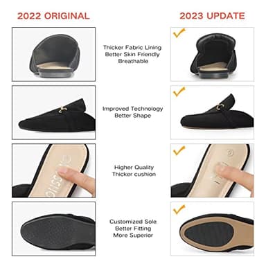 MUSSHOE Mules for Women Flats Comfortable Slip on Women Mules Backless Loafers,Black Suede 8.5 - Image 5
