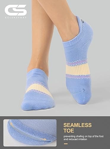 CS CELERSPORT Running Socks for Women and Men Ankle Athletic Colorful socks Low Cut Sports Tab Socks for Men and Women (6 Pairs), Small, Multicolor - Image 3