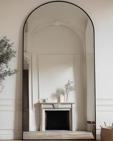 Antok Full Length Mirror, 71"x28" Floor Mirror with Stand, Hanging Mounted Mirrors for Bedroom, Living Room, Cloakroom, Dining Room, Black, Arched - Image 3