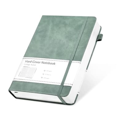CAGIE Lined Journal Notebook for Women Men 320 Pages 100 Gsm Paper Thick Journaling Notebooks A5 Leather Journals for Writing Hardcover Journal Supplies for Work Note Taking Diary, 5.7x8.3 In, Green - Image 1