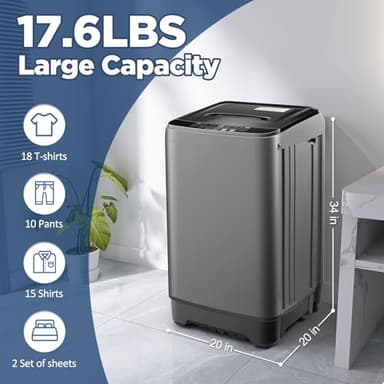YASHE 17.6Lbs Portable Washing Machine, 1.12 Cu.Ft Tub Washer and Dryer Combo with Drain Pump, Full-Automatic LED Display Compact Washers, 10 Wash Cycles Washer and Dryer for Apartment, Home, RV, Dorm - Image 2