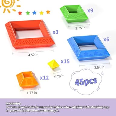 Ci Vetch Blocks Building Toys for Toddlers 1-3 3-5, Pyramid Stacking Blocks Preschool Educational Toys for Ages 2 3 4 5 6 Boys & Girls Learning Stem Sensory Toys Kids Birthday, 45PCS - Image 2