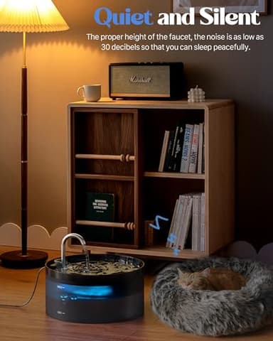 Cat Water Fountain for Cats Indoor: 108oz/3.2L GIOTOHUN Cat Fountain - Silent Pet Water Fountain for Drinking - Black Cat Drinking Founttain - Faucet Pet Fountain Contains 6 Filters + 3 Sponges - Image 5