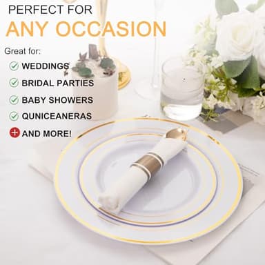Joyido 200Guests Pre Rolled Gold Plastic Silverware Sets - Heavy Duty Gold Cutlery - Include 200 Pack Wrapped Disposable Utensils with Napkins for Parties & Dinners & Weddings - Image 3