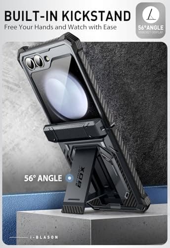 i-Blason for Samsung Galaxy Z Flip 7 FE Case, Z Flip6 Case with Stand, [Built-in Screen Protector] [Hinge Protection] [Belt-Clip], Military Phone Case for Samsung Z Flip 7 FE/6/5, Armorbox, Black - Image 4
