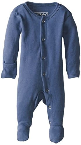 L'ovedbaby Baby Girls Organic Snap One-Piece Footies, Slate, 3-6 Months US - Image 1
