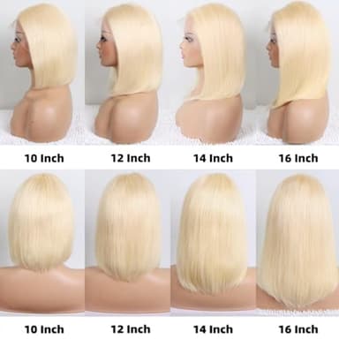 Blonde Bob Wig Human Hair 180% Density 613 Straight 12 Inch Short Bob Wigs 13x6 HD Transparent Lace Front Wigs Human Hair Pre Plucked With Baby Hair Glueless 613 Blonde Lace Frontal Wigs For Wome - Image 3