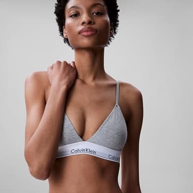 Calvin Klein Modern Cotton Lightly Lined Triangle Bralette Grey Heather - Image 4