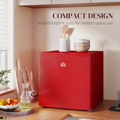 HOMCOM Mini Freezer Countertop, 1.1 Cu.Ft Compact Upright Freezer with Removable Shelves, Reversible Door for Home, Dorm, Apartment and Office, Red - Image 4