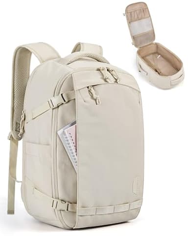 BAGSMART Blast Travel Backpack, 15.6 Inch Carry On Backpack Flight Approved, TSA Approved Personal Item Travel Bag, Water Resistant Weekender Bag Luggage Daypack, Beige - Image 1