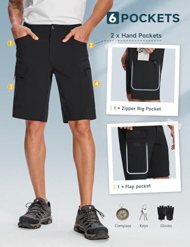 Moosehill Mens Cargo Hiking Shorts Lightweight Water Resistant for Casual Golf Work Tactical Fishing with 6 Pockets(Black, 30) - Image 2