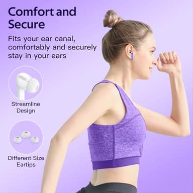 TAGRY Bluetooth Headphones True Wireless Earbuds 60H Playback LED Power Display Earphones with Wireless Charging Case IPX5 Waterproof in-Ear Ear buds with Mic for TV Smart Phone Laptop Computer Sports - Image 7