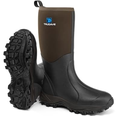 Rubber Boots for Men & Women with Steel Shank, Reliable 6mm Neoprene Waterproof Insulated Rain Boots, Warm Anti-slip High Traction Multi-season Dry Mud Boot for Outdoor Work Hunting, Size 10 - Image 1