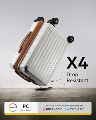 LUGGEX Carry On Luggage Sets 3 Piece, PC Expandable Hardshell Luggage with Spinner Wheels, White Brown - Image 4