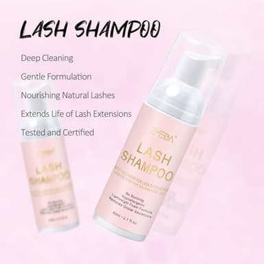 EMEDA Lash Shampoo Kit 2.02 fl oz Lash Cleaning Kit with Rechargeable Fan Dryer/Brush/Rinse Bottle, Oil-free Cleanser Wash for Extensions & Clusters & Natural Eyelashes, Cleaner for Eyelash Care - Image 3