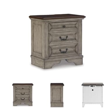 Signature Design by Ashley Lodenbay Casual 3 Drawer Night Stand with USB Charging Ports, Antique Gray - Image 7