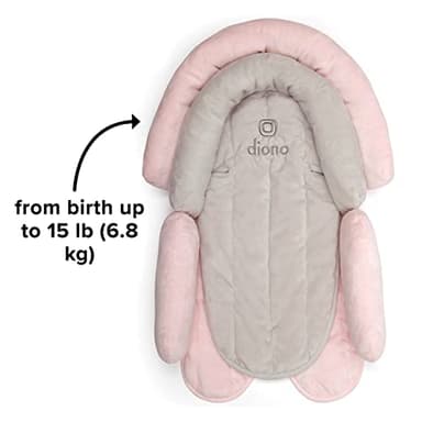 Diono Cuddle Soft 2-in-1 Baby Head Neck Body Support Pillow For Newborn Baby Super Soft Car Seat Insert Cushion, Perfect for Infant Car Seats, Convertible Car Seats, Strollers, Gray/Pink - Image 6