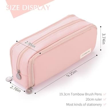 CICIMELON Large Capacity Pencil Case 3 Compartment Pouch Pen Bag for School Teen Girl Boy Men Women (Pink) - Image 5