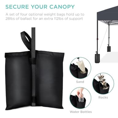 Best Choice Products 12x12ft 1-Person Setup Pop Up Canopy Tent Instant Portable Shelter w/ 1-Button Push, Case, 4 Weight Bags - Gray - Image 6