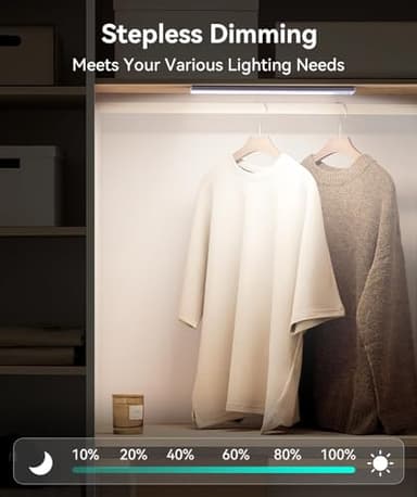 Under Cabinet Lighting, 3200mAh Rechargeable Motion Sensor Light Indoor, LED Battery Operated Cabinet Lights, Dimmable Closet Light, Wireless Under Counter Lights for Kitchen (2pack) - Image 6