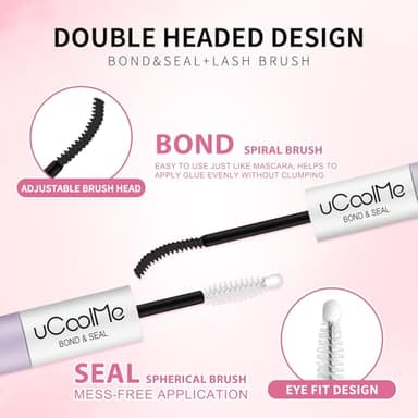 Lash Bond and Seal uCoolMe Waterproof for Lash Clusters 144Hours Super Hold Long-Lasting Non-Irritating Eyelash Glue for DIY at Home(Black Bond,10ML) - Image 5