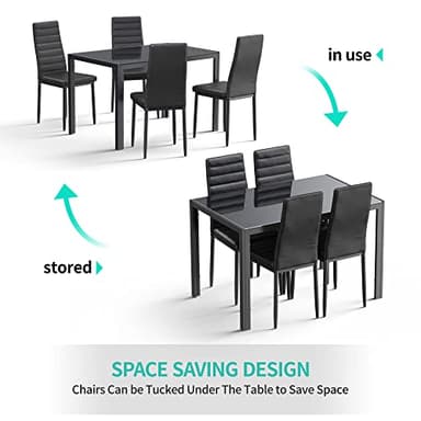 Gizoon 5 Piece Glass Dining Table Set, Kitchen and Chairs for 4, PU Leather Modern Room Sets for Home, Kitchen, Living Room - Image 6