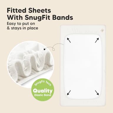 2-Pack Waterproof Baby Crib Sheets for Boys, Girls - 52x28 Viscose Derived from Bamboo Toddler Bed Sheet Neutral, Fitted Crib Mattress Protector Cover for Baby Bedding, Soft & Gentle (Soft White) - Image 6