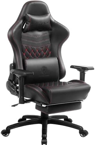 Dowinx Gaming Chair Big and Tall, Ergonomic Computer Chair with 4D Armrests and Footrest Massage Lumbar Support, High Back Comfortable Gamer Chair for Adults 350Lbs PU Leather for Office Game, Black - Image 2