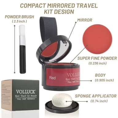 VOLLUCK Root Touch up Powder, Instant Hairline Powder for Thinning Areas and Gray Hair Coverage, Natural and Non-greasy Root Cover up for Women and Men (Red, 0.14 Ounce) - Image 2