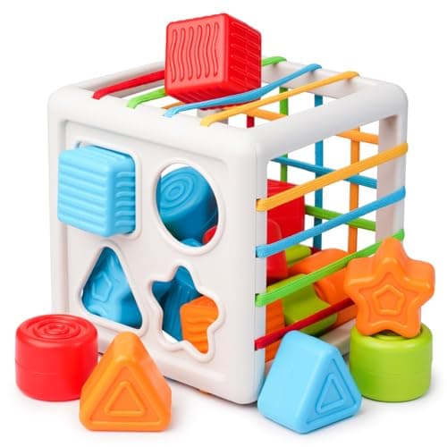 LiKee Shape Sorter Toys for 1+ Years Old, 8pcs Montessori Baby Blocks, Sensory Toddler Learning Toy for Fine Motor Skills, Infant Developmental Toys Gift for Boys Girls Ages 18+ Months - Image 1