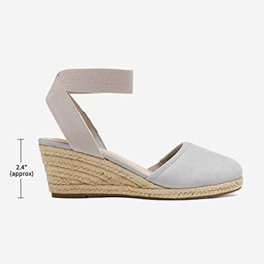DREAM PAIRS Women's Grey Closed Toe Elastic Ankle Strap Espadrilles Wedge Sandals Size 5.5 M US Amanda-1 - Image 2