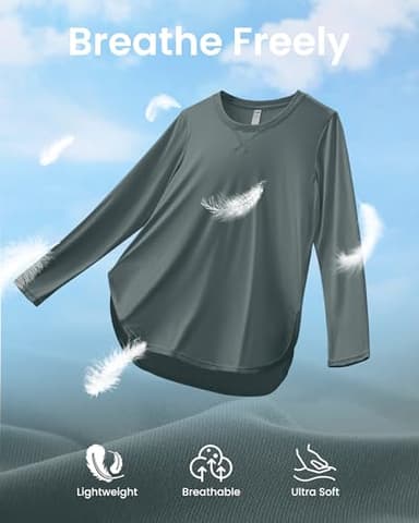G4Free Long Sleeve Active Workout Shirts for Women UPF 50+ Running Hiking UV Shirts Lightweight Soft Athletic Tee Tops(Grey Sage,XL) - Image 2