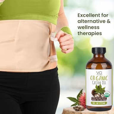 VITAL AFFAIR Castor Oil Organic Cold Pressed Unrefined Glass Bottle - USDA Certified Castor Oil For Hair Growth, Skin, Eyelashes, Eyebrows & Nails - 8 Fl Oz - Image 4