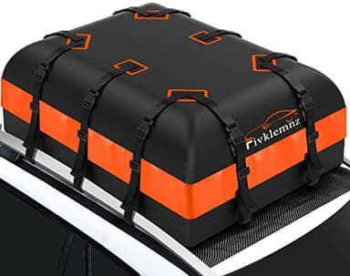 FIVKLEMNZ 21 Cubic Car Rooftop Cargo Carrier Roof Bag Waterproof for All Top of Vehicle with/Without Rack Includes Topper Anti-Slip Mat + Reinforced Straps + 6 Door Hooks + Luggage Lock - Image 1