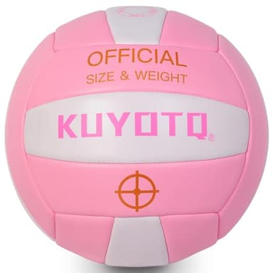 KUYOTQ Pink Outdoor Volleyball Official Size 5 Thickened Surface Soft Leather in&Outdoor Volleyball for Youth Adults,Beach Play,Game,Training(Deflated) - Image 1