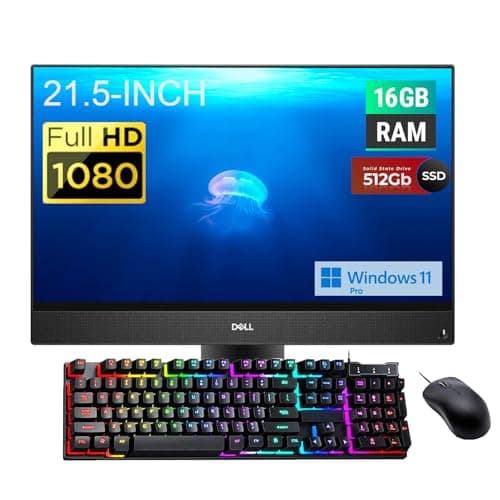 Dell Optiplex 5270 All-in-One Desktop Computer, 21.5" FHD(1920x1080) AIO Desktop, Core i5-9400, 16GB RAM, 512GB SSD, Mouse & RGB Keyboard, USB BT+WiFi, NO CAM, Windows 11 Pro(Renewed) - Image 1