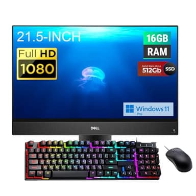 Dell Optiplex 5270 All-in-One Desktop Computer, 21.5" FHD(1920x1080) AIO Desktop, Core i5-9400, 16GB RAM, 512GB SSD, Mouse & RGB Keyboard, USB BT+WiFi, NO CAM, Windows 11 Pro(Renewed) - Image 1