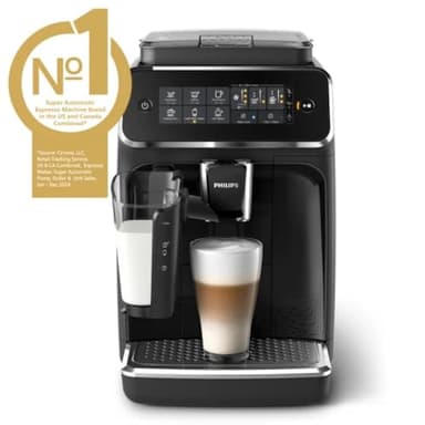 Philips 3200 Series Fully Automatic Espresso Machine, LatteGo Milk Frother, 5 Coffee Varieties, Intuitive Touch Display, 100% Ceramic Grinder, AquaClean Filter, My Coffee Choice, Black (EP3241/54) - Image 2