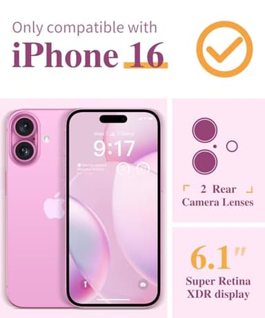 GVIEWIN for iPhone 16 Case, with Screen Protector & Camera Lens Protector, Floral Shockproof Protective Bumper Slim Soft Clear Phone Cover for Women 2024 6.1" (Sakura/Pink) - Image 2