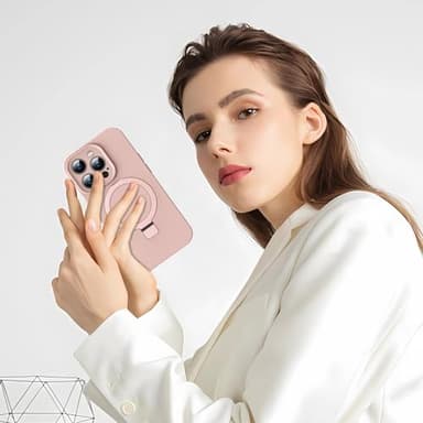 KMAMBAG Mag-Ring Designed for iPhone 14 Pro Case, Liquid Silicone [Moisturizing Factor] Extreme Soft Slim Phone Case with Stand [Compatible with MagSafe] for 14pro 6.1 inch Men Women, Light Pink - Image 7